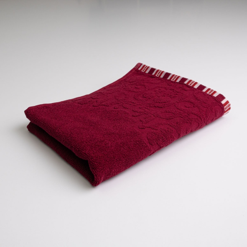 Рушник махровий з орнаментом GM Textile 50х90см 400г/м2 (Бордовий)